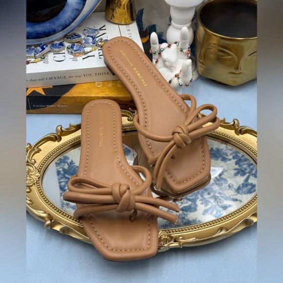 🆕 LOEFFLER RANDALL 🧿 NWOB Hadley Leather Bow Flat Sandals, Dune - Sz 6.5 B - Picture 11 of 14